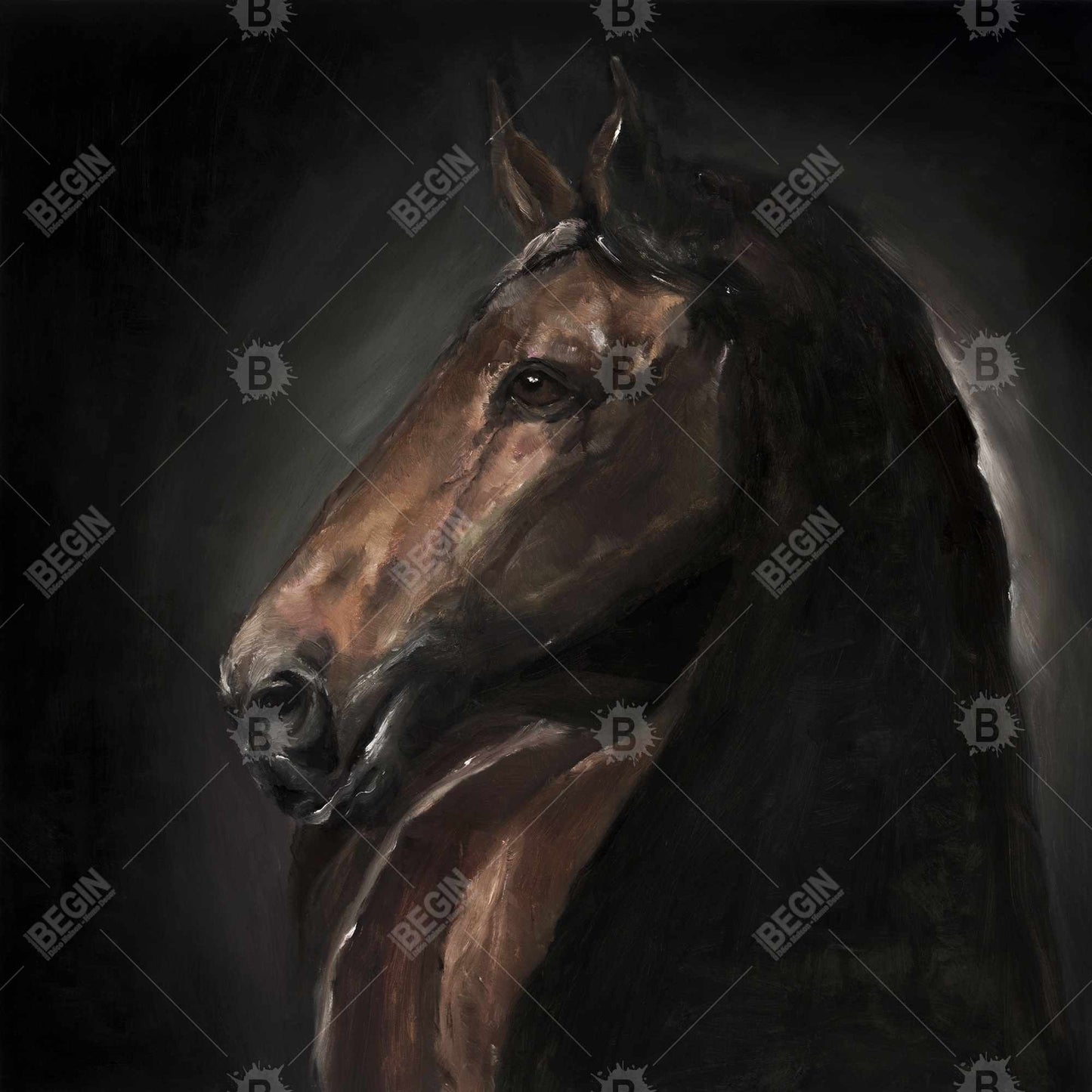 Brown Bedroom Farm Animals Canvas - Spirit the Horse Decor