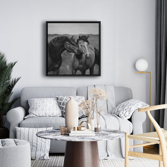 Tenderness Monochrome Farm Animals Framed Canvas | Home Decor