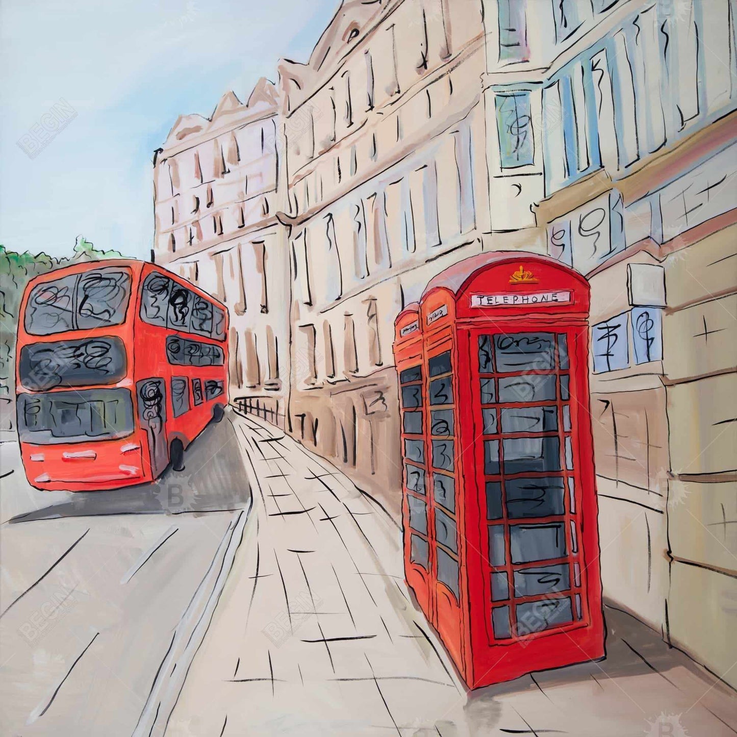 Brown Bedroom Canvas | London Bus & Telephone Booth Decor