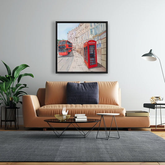 Brown Bedroom Canvas | London Bus & Telephone Booth Decor