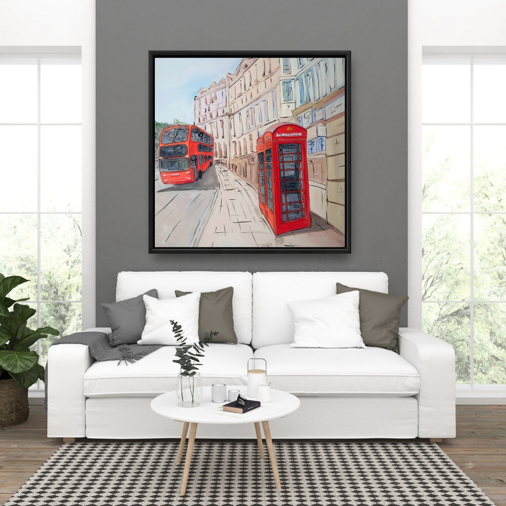 Brown Bedroom Canvas | London Bus & Telephone Booth Decor