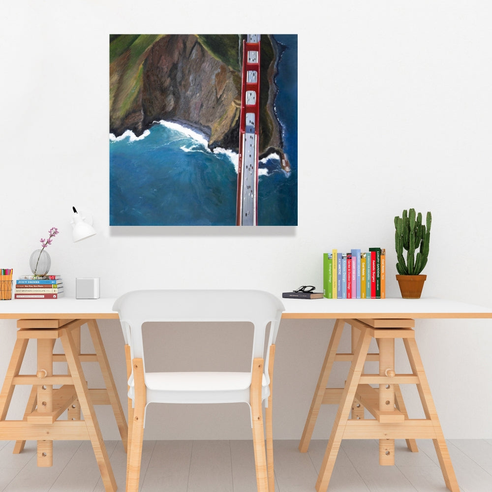 Golden Gate & Mountains Canvas | Sea Cities Bedroom Decor