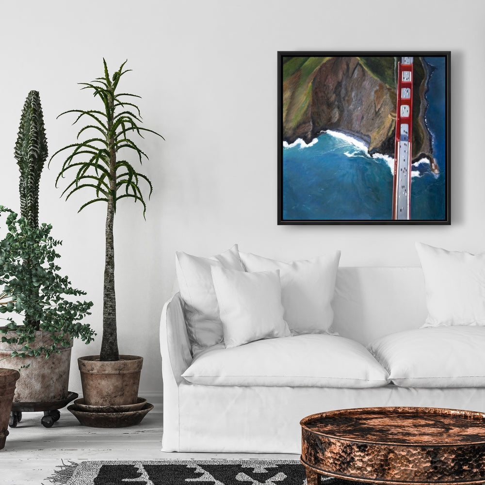 Blue Cities Bedroom Canvas | Golden Gate & Mountains Decor