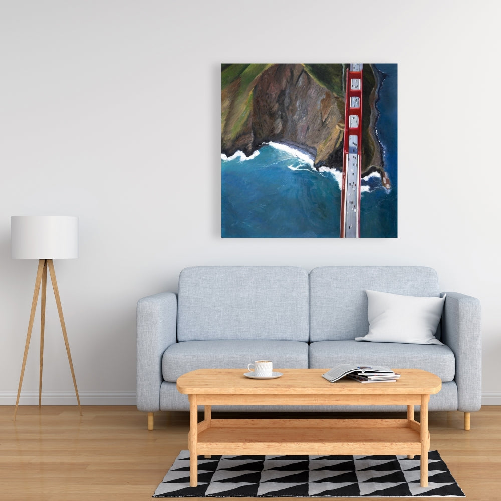 Golden Gate & Mountains Canvas | Sea Cities Bedroom Decor