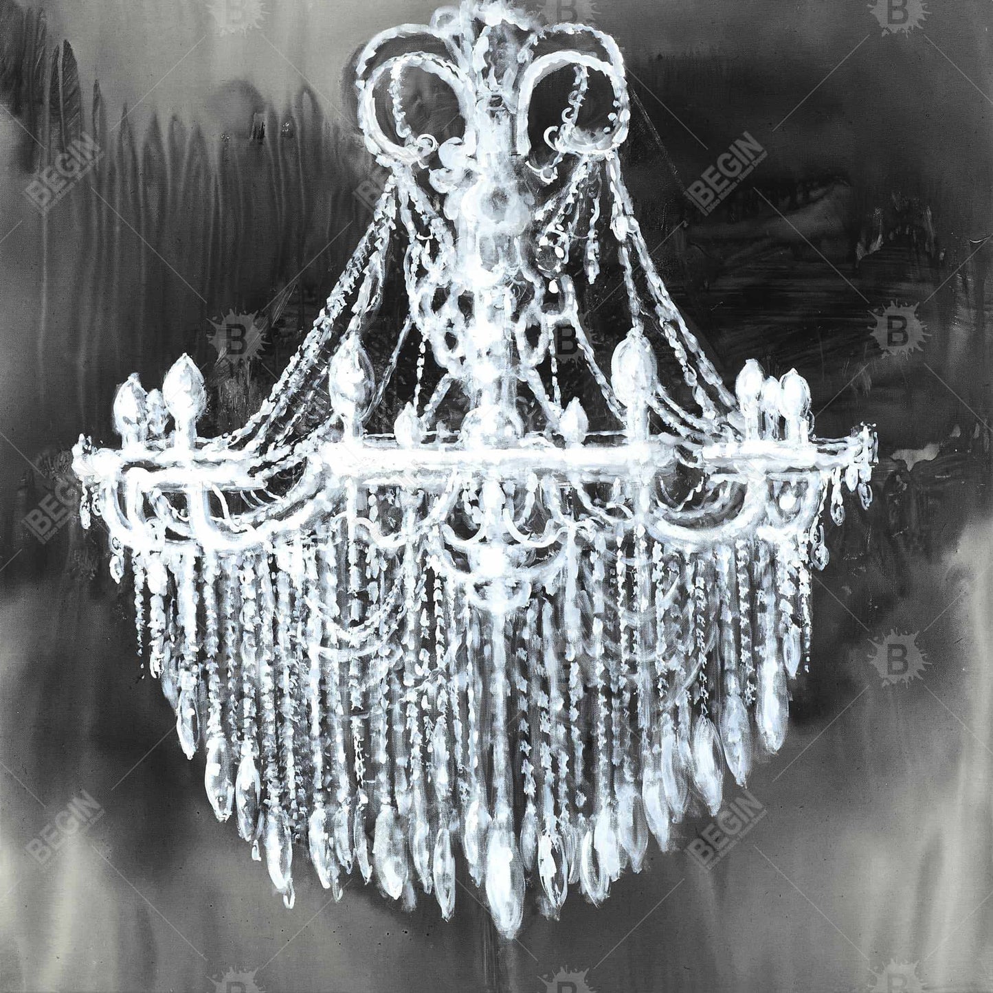 Toile encadrée bleue contemporaine - Décoration de lustre Big Glam