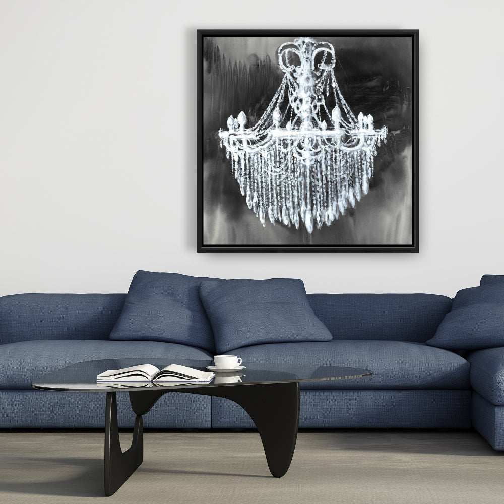 Toile encadrée bleue contemporaine - Décoration de lustre Big Glam