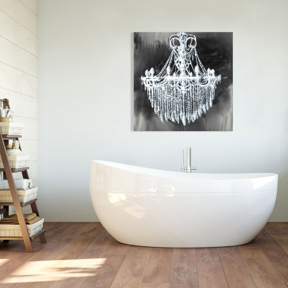 Big Glam Chandelier Blue Canvas - Elegant Bedroom Wall Art