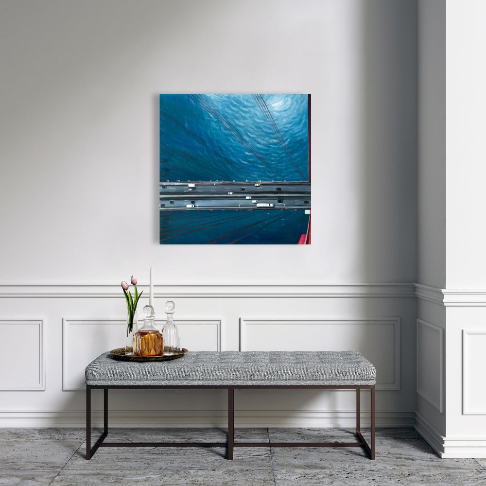 Overhead View Traffic Golden Gate Canvas - Sea Blue Decor