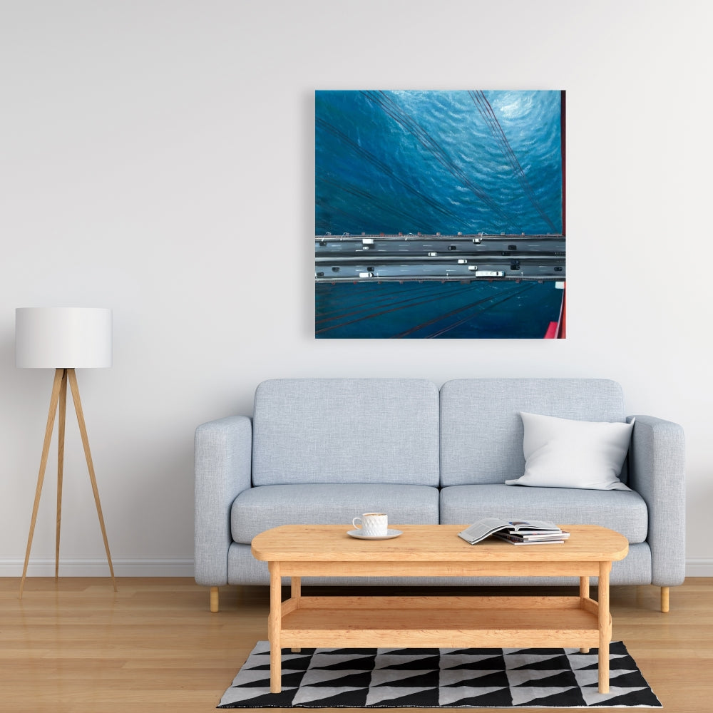 Overhead View Traffic Golden Gate Canvas - Sea Blue Decor
