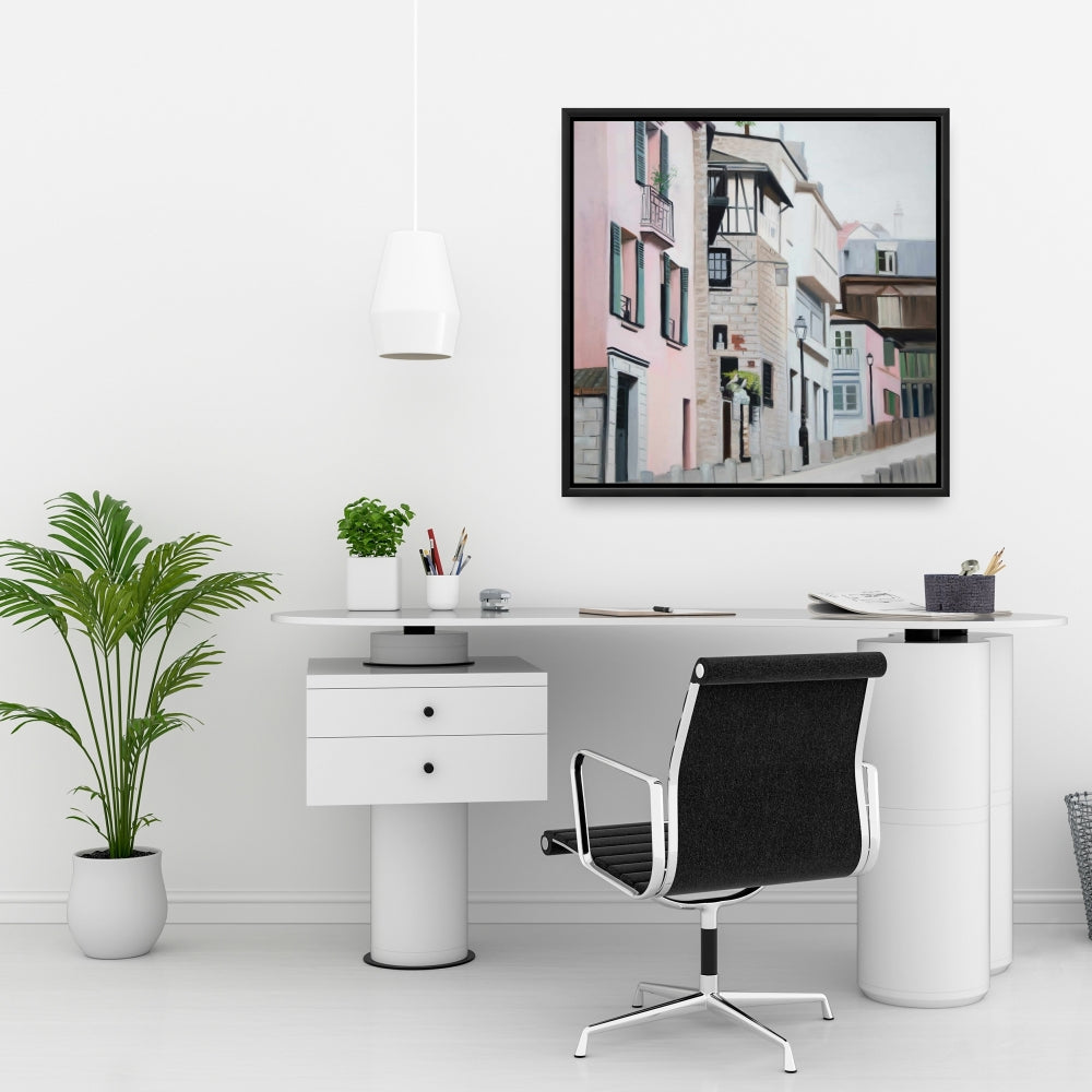 Brown Building Canvas - Street in Montmartre Paris Wall Art