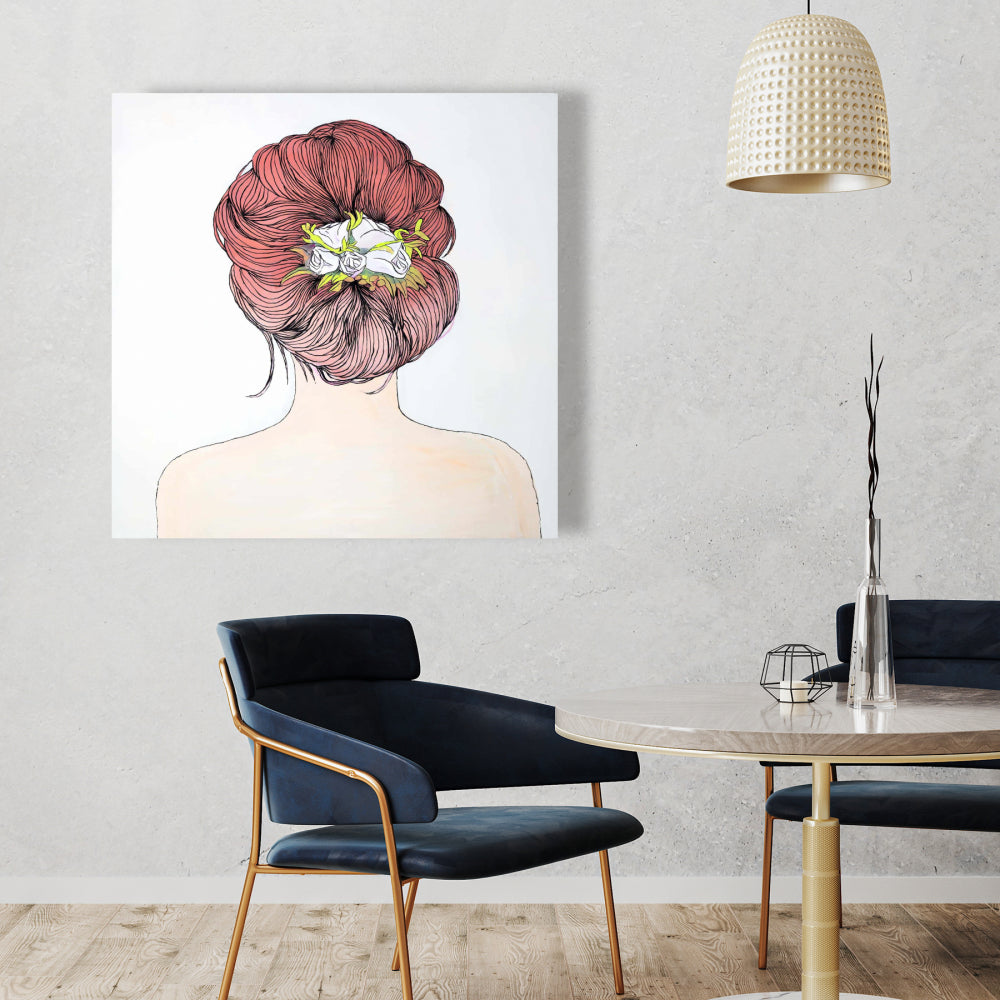 Romantic Bedroom Flowers Canvas | Lady with Flowers Decor
