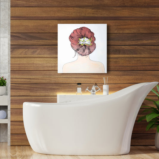 Toile romantique avec fleurs pour chambre à coucher | Décor « Dame aux fleurs »