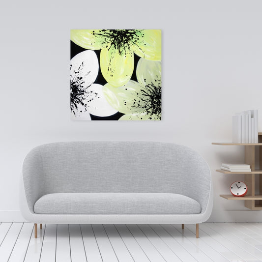 White & Yellow Petals Canvas | Floral & Botanical Home Decor