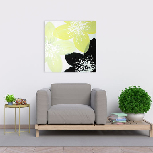 Romantic Yellow Flowers Canvas | Botanical Bedroom Decor