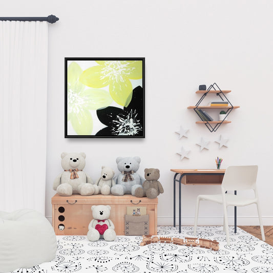 Fleurs jaunes au centre blanc | Toile encadrée pour décoration d'intérieur