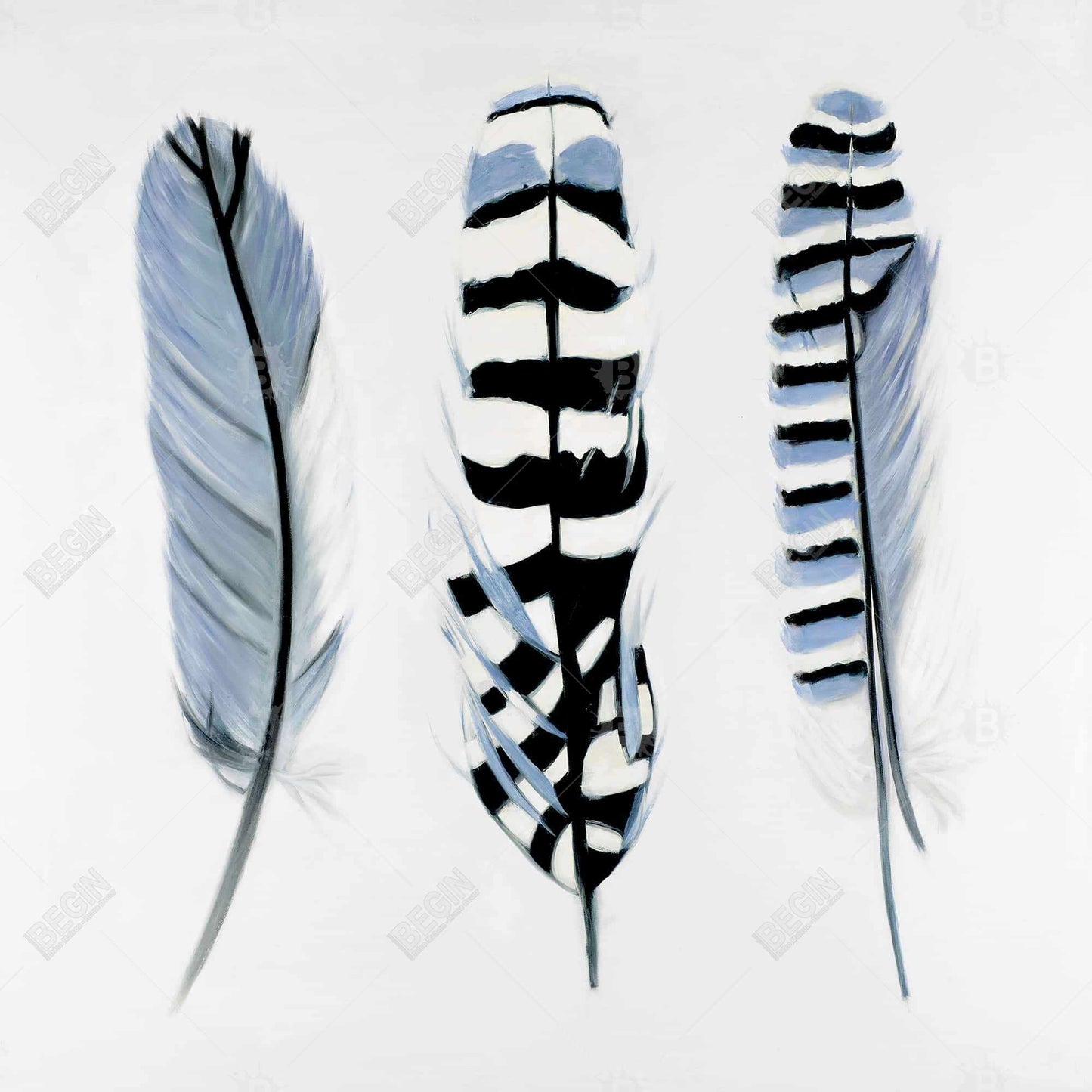 Blue Bohemian Animals Canvas - Delicate Feathers Home Decor