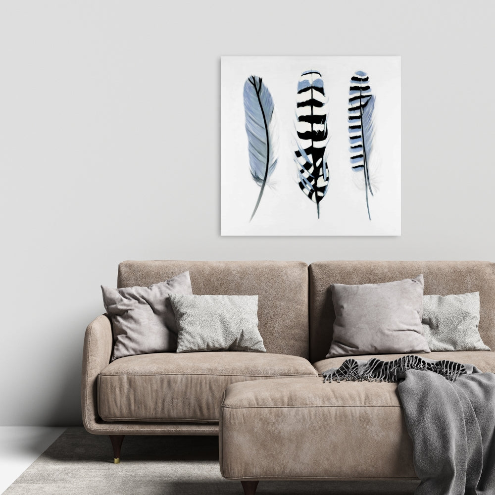 Blue Bohemian Animals Canvas - Delicate Feathers Home Decor