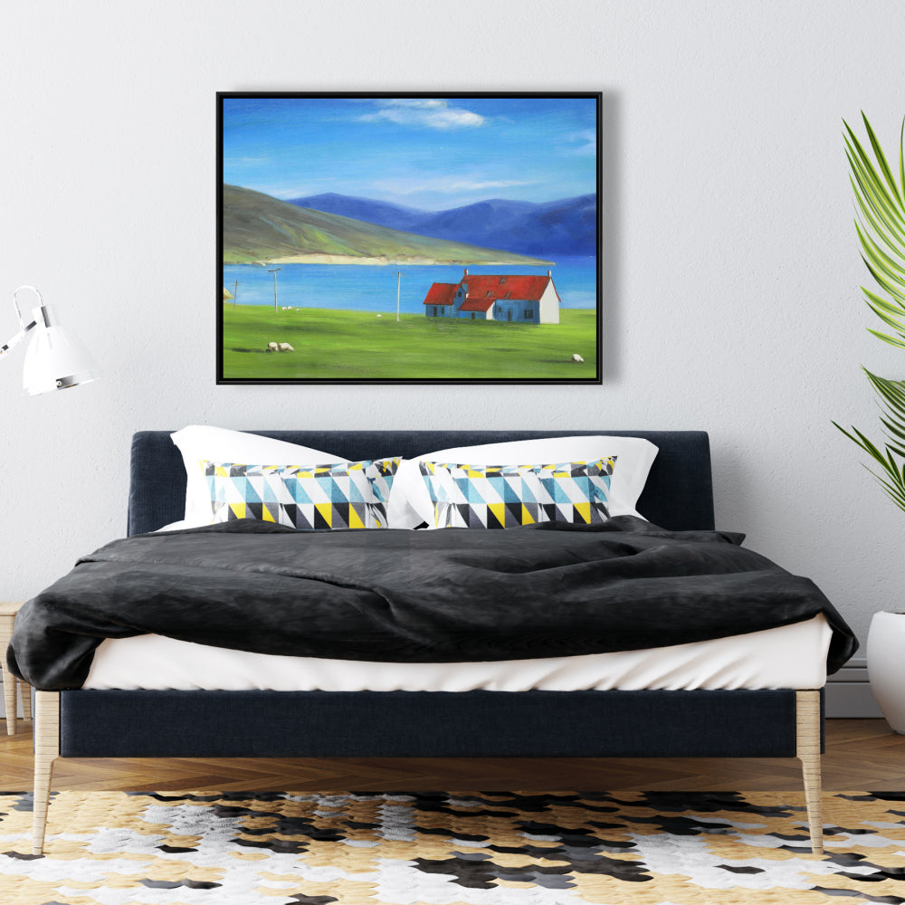 Toile Highlands écossaises | Décoration de chambre côtière bleue