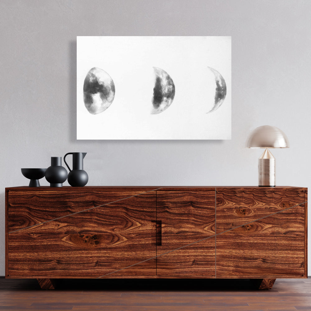 Black and White Eclipse Canvas | Earth & Galaxy Bedroom Decor