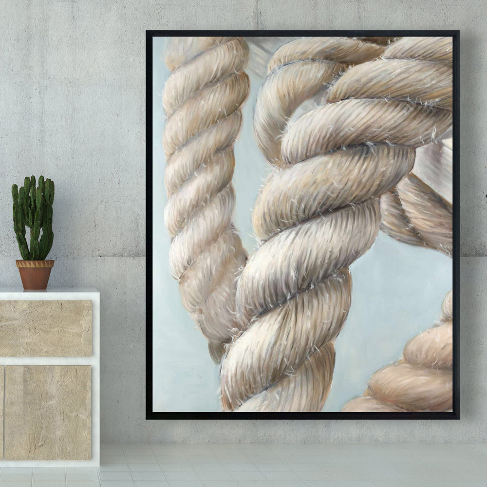 Gros plan sur toile représentant un nœud de corde de bateau | Décoration de chambre côtière