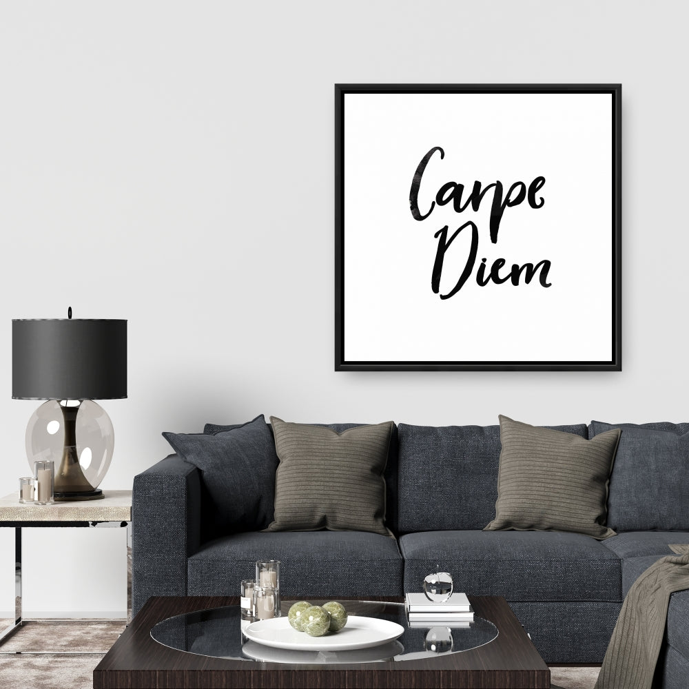 Toile encadrée avec citation minimaliste « Carpe Diem » – Décoration motivante