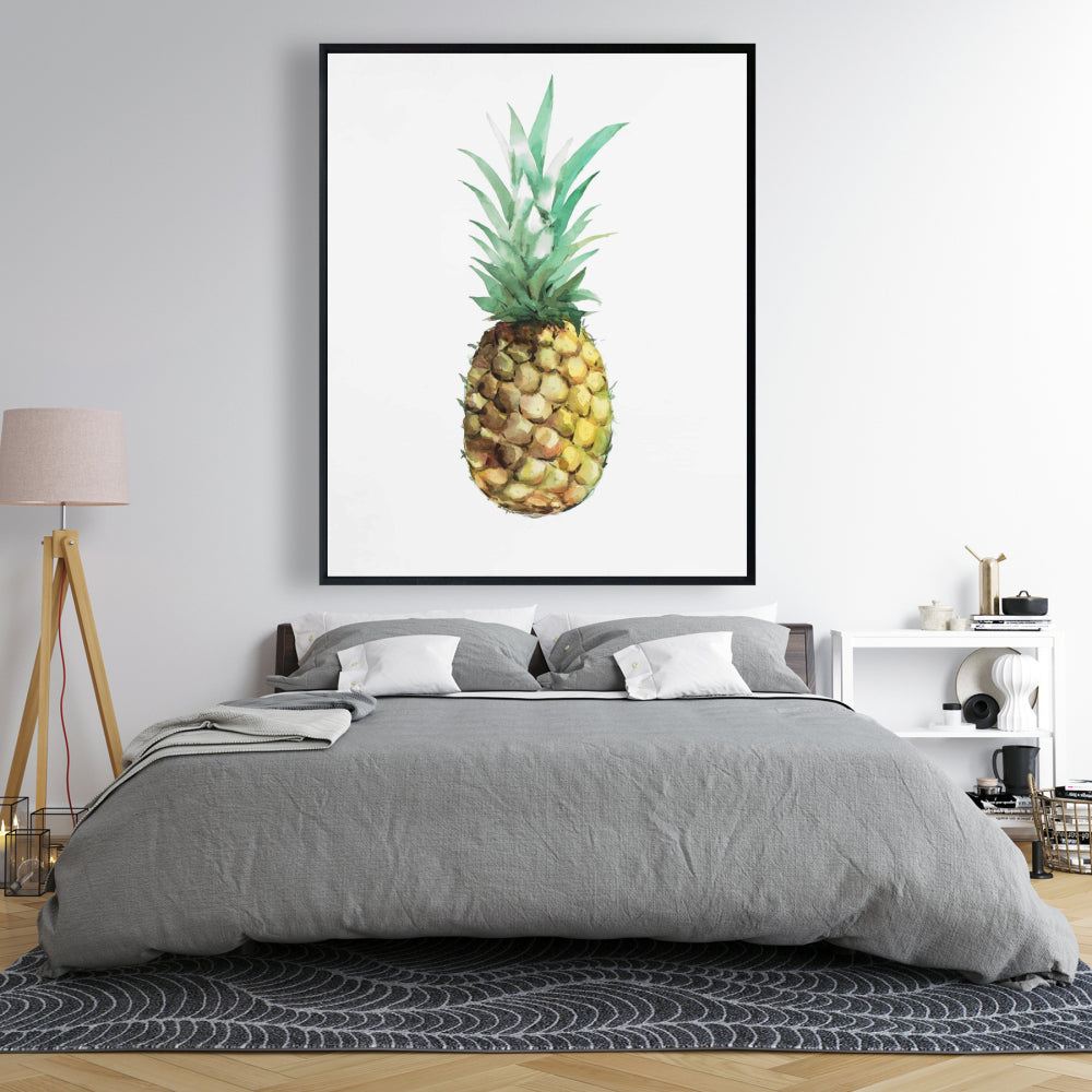 Watercolor Pineapple Canvas | Brown Kitchen Decor Wall Art