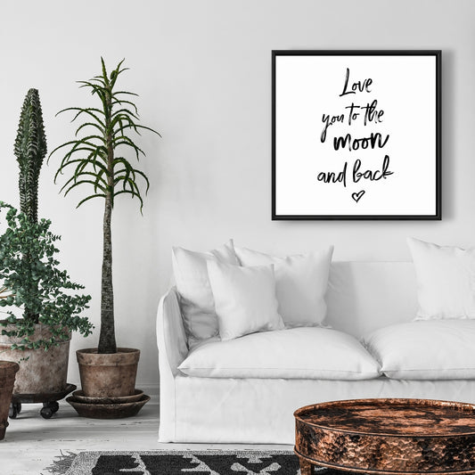 Je t'aime jusqu'à la lune et retour | Décoration romantique sur toile encadrée