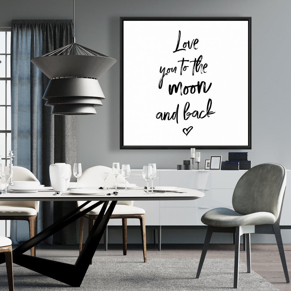 Je t'aime jusqu'à la lune et retour | Décoration romantique sur toile encadrée