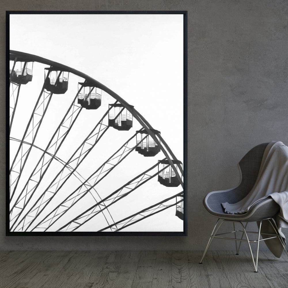 White Framed Canvas - Quarter of a Ferris Wheel - Bedroom Decor