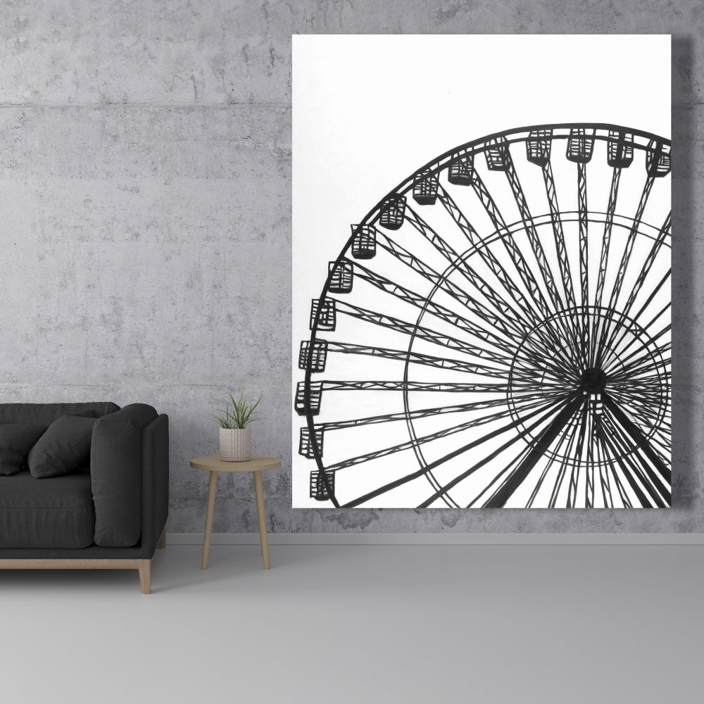 Monochrome Ferris Wheel Canvas | Architecture Home Decor