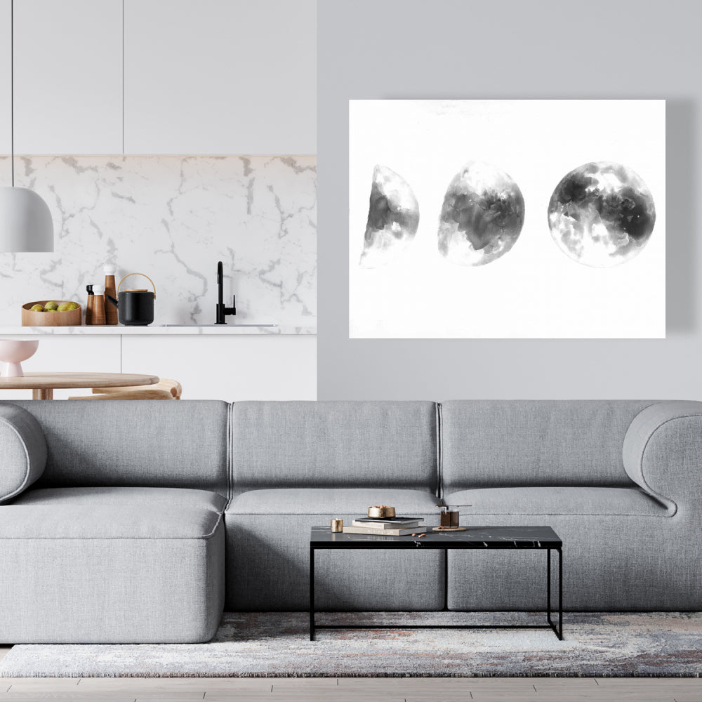 Minimalist White Bedroom Canvas - Eclipse in Several Phases