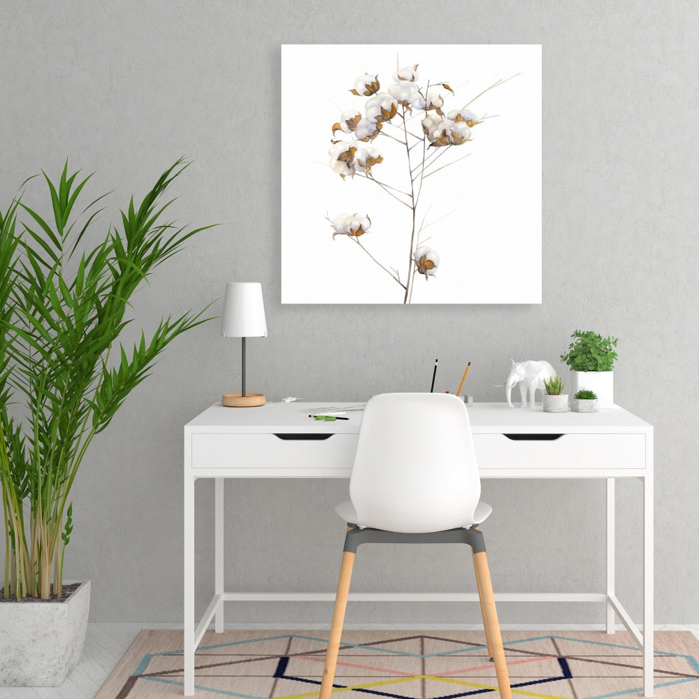 Botanical Scandinavian Canvas | Cotton Flowers Branch Decor