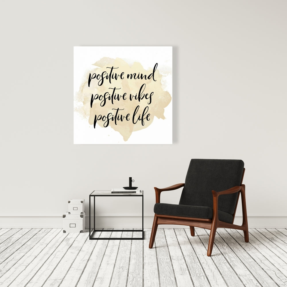 Positive Mind, Vibes Canvas - Beige Spiritual Bedroom Decor