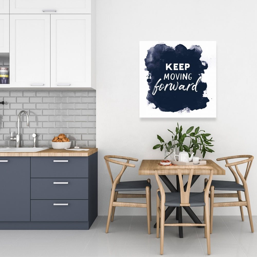 Keep Moving Forward Minimalist Blue Canvas - Motivational Decor