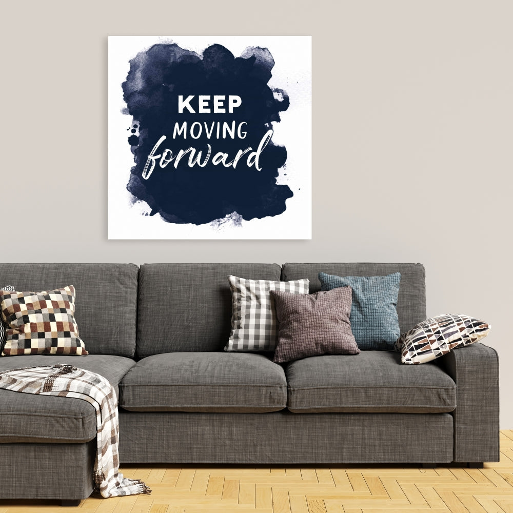 Keep Moving Forward Minimalist Blue Canvas - Motivational Decor