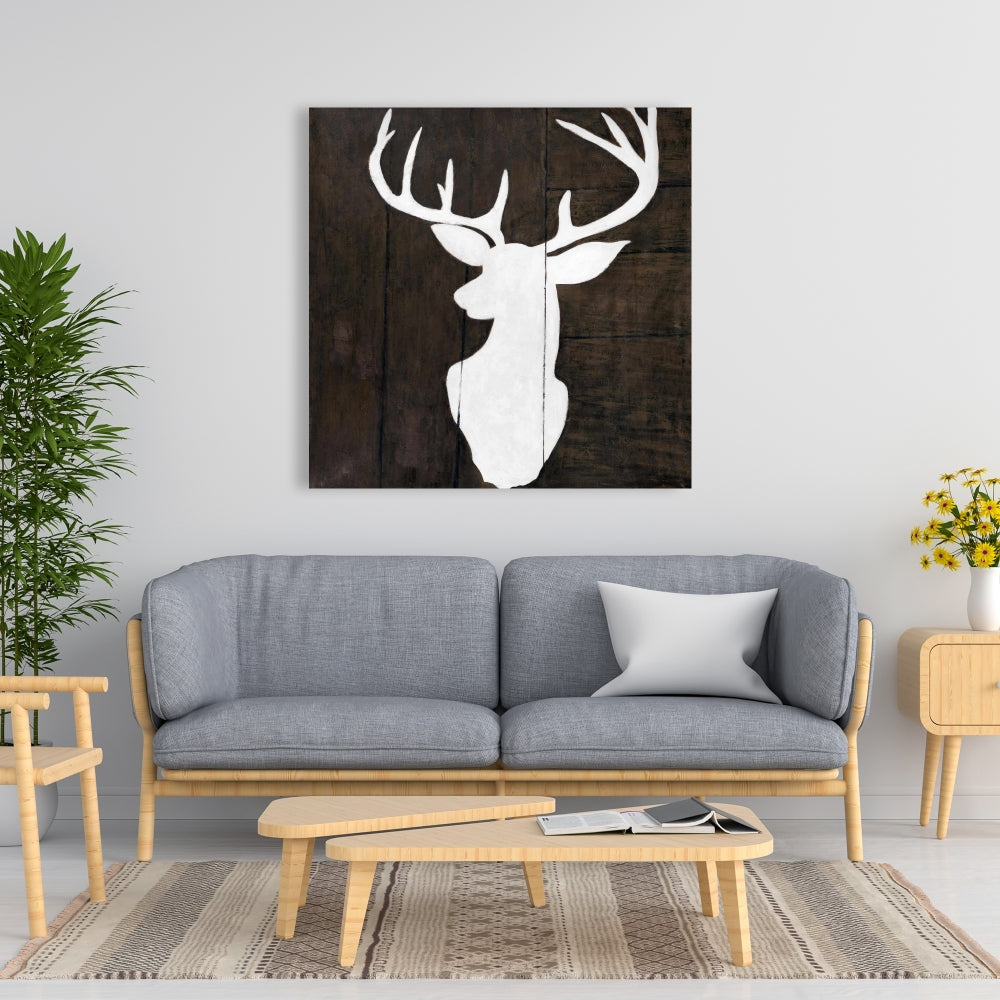 Toile rustique blanche pour chambre à coucher – Silhouette de cerf, décoration d'intérieur