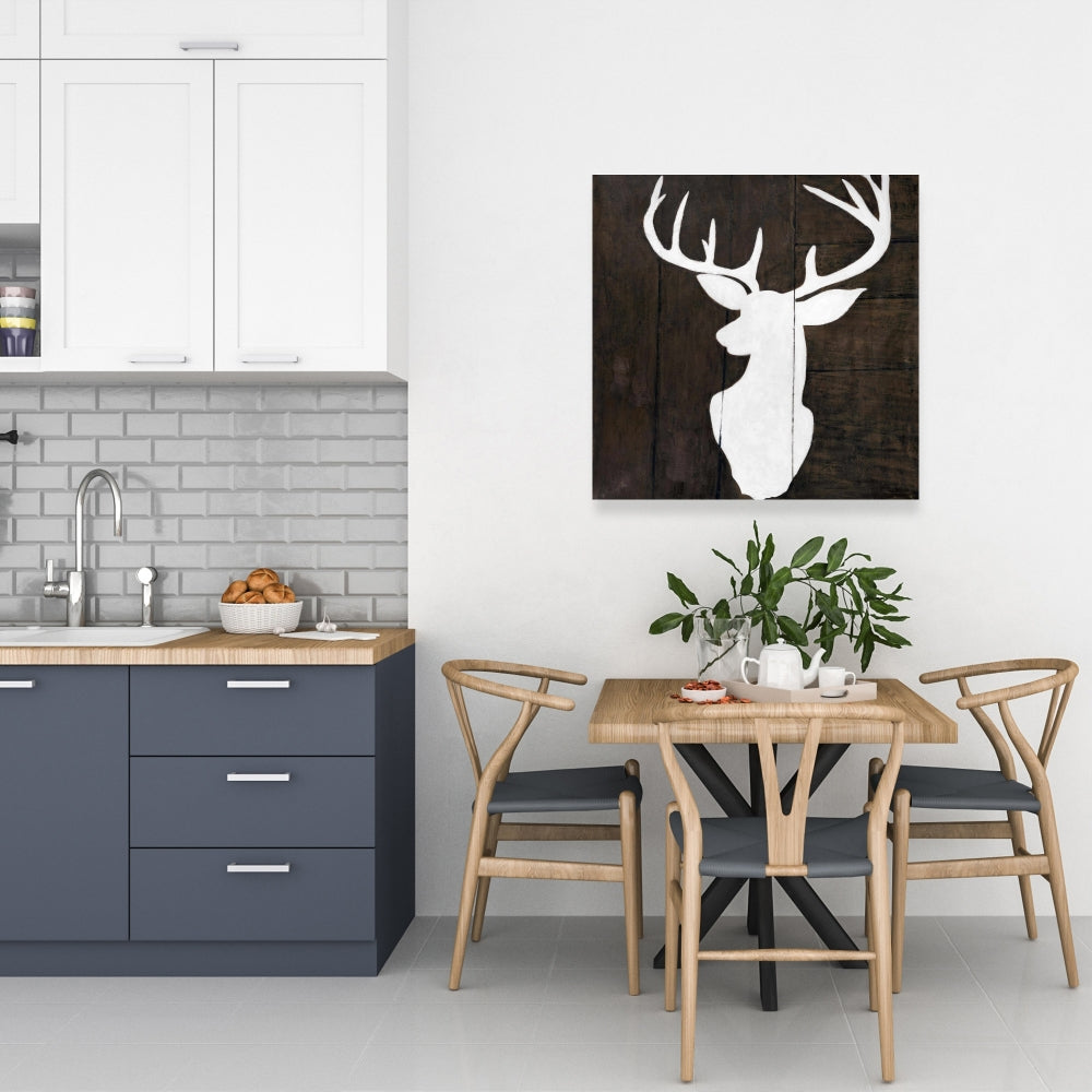 Toile rustique blanche pour chambre à coucher – Silhouette de cerf, décoration d'intérieur