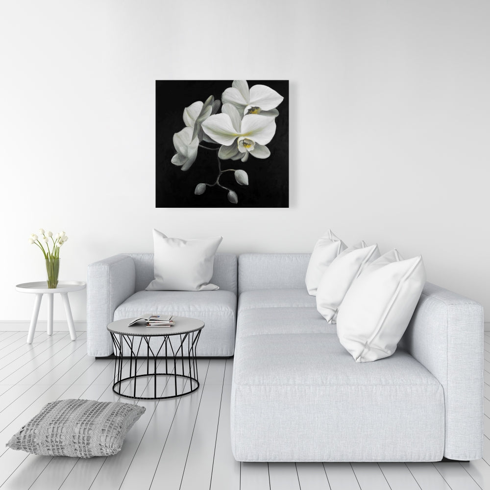 Toile d'orchidées blanches : décoration florale romantique pour chambre à coucher