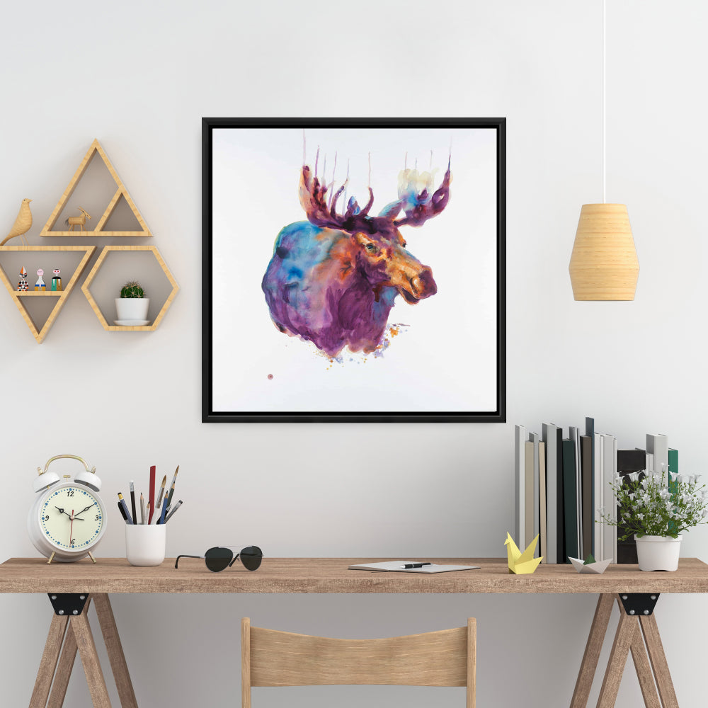 Toile abstraite d'élan | Décoration murale contemporaine pour chambre bleue