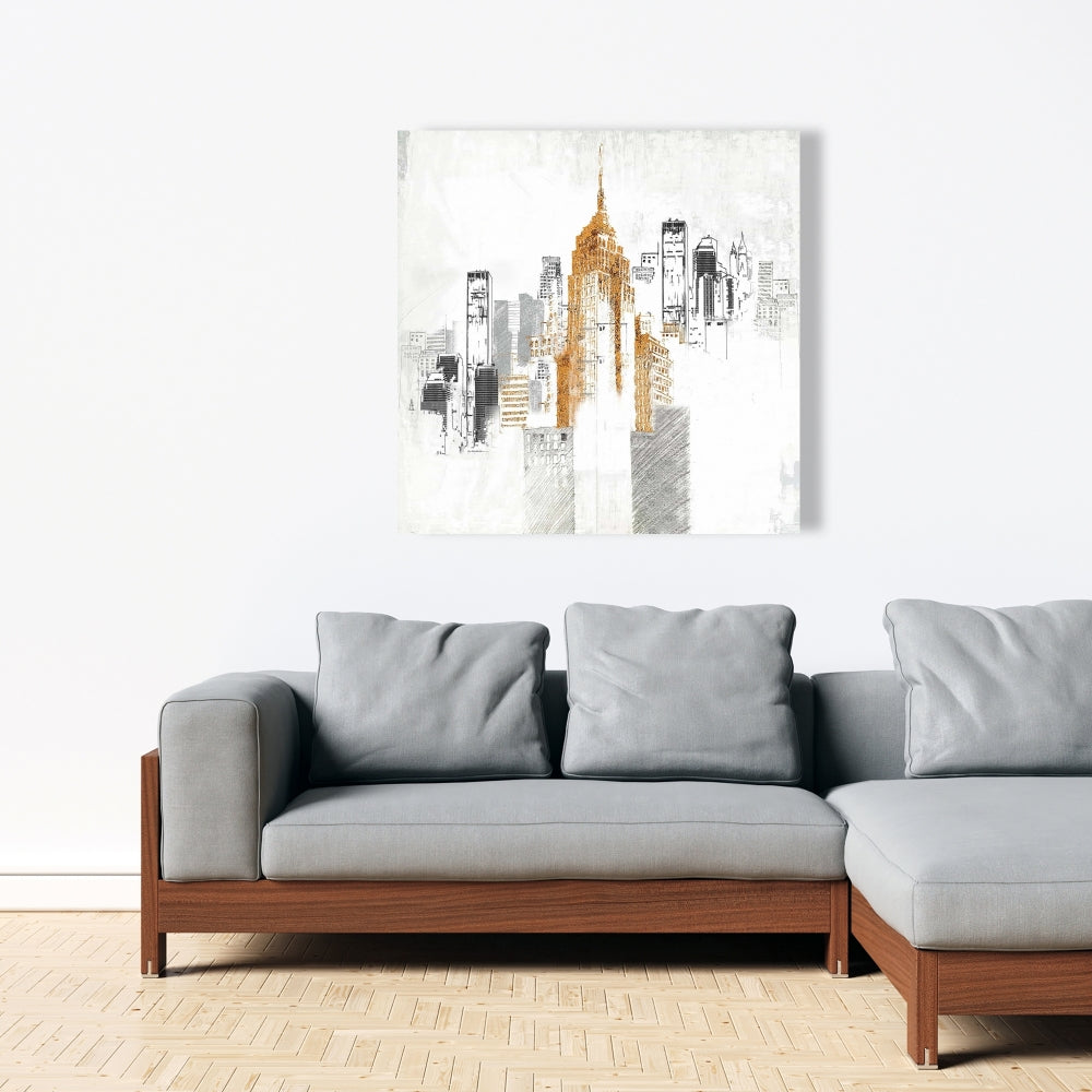 Blurry Sketch Cityscape Canvas | Industrial Home Decor Art