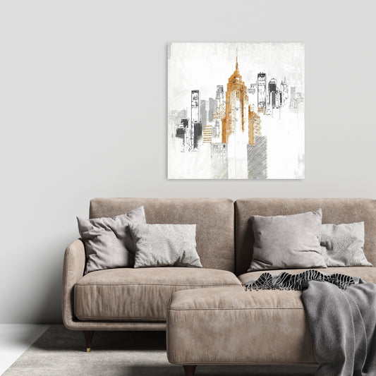 Blurry Sketch Cityscape Canvas | Industrial Home Decor Art