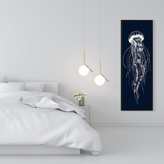 White Jellyfish Illustration Canvas - Marine Decor for Bedroom