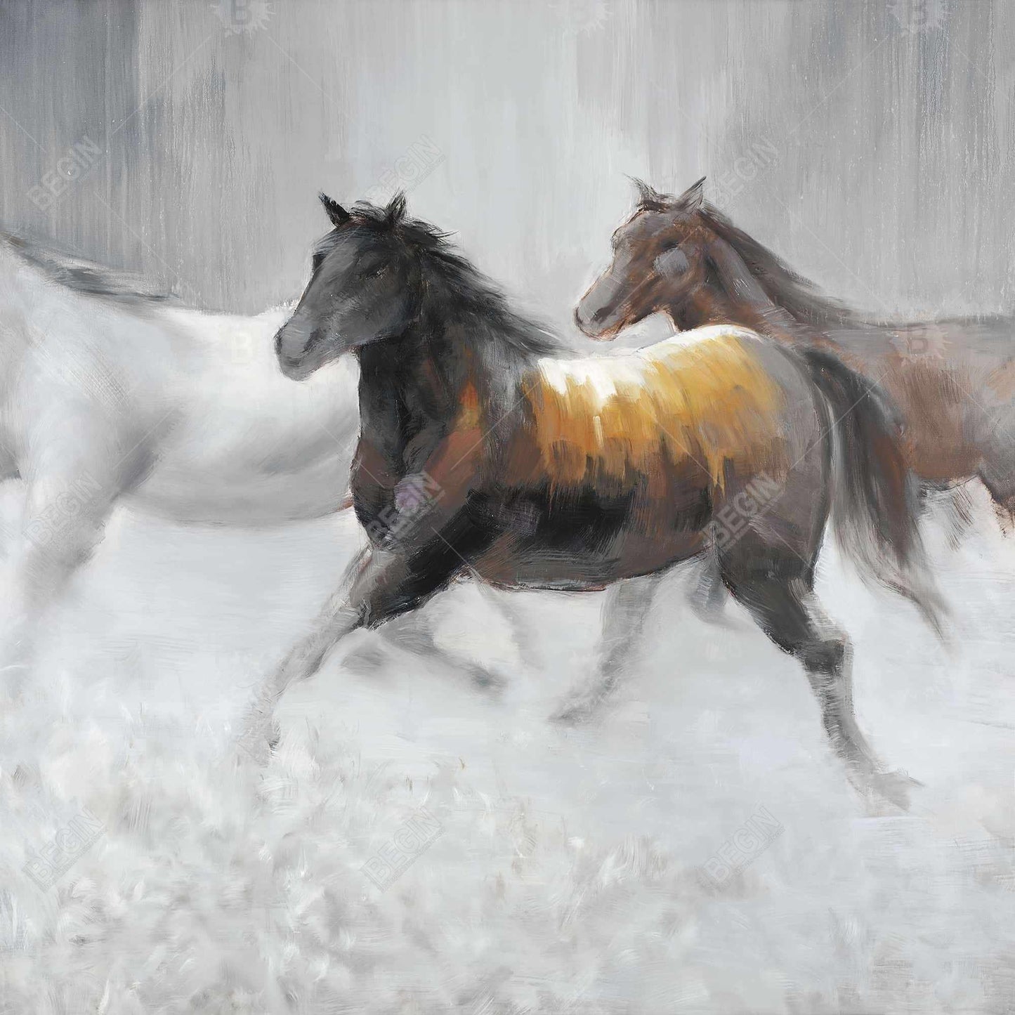 Herd of Wild Horses Canvas Art | Farm Animals Home Decor