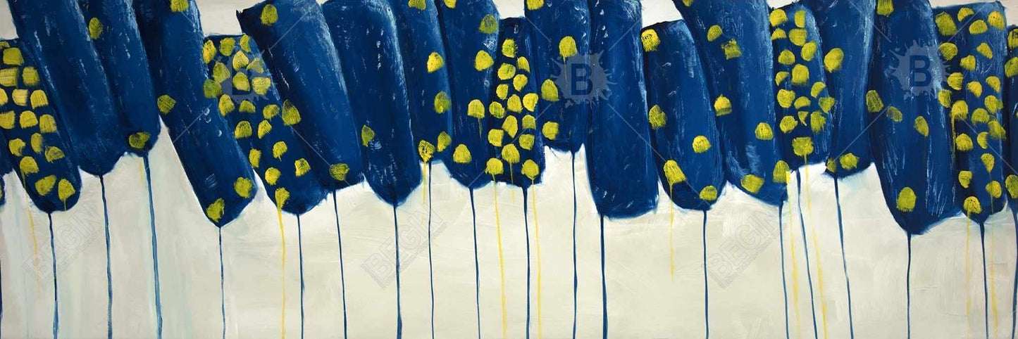 Abstract Blue and Yellow Flowers Canvas | Home Decor Art