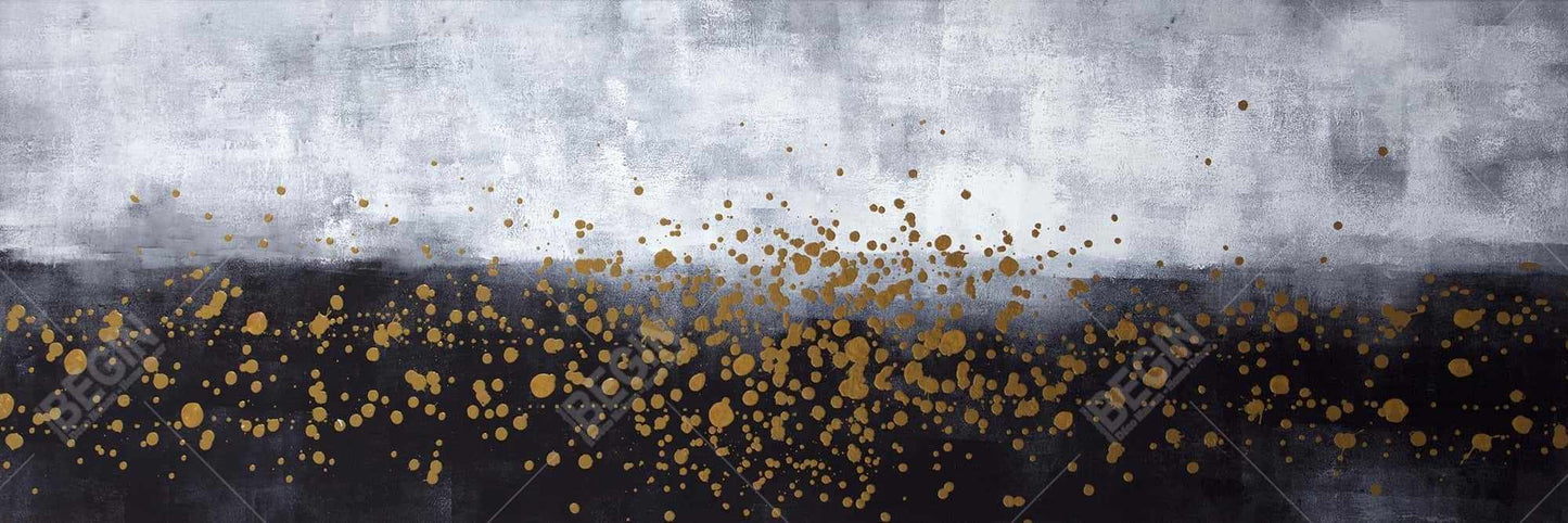 Gold Paint Splash Canvas - Gray Framed Home Decor Art