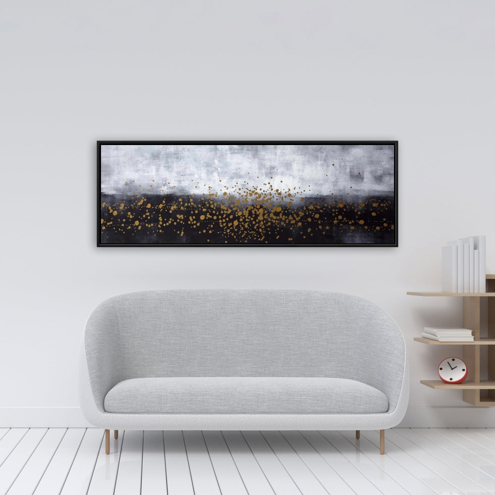 Gold Paint Splash Canvas - Gray Framed Home Decor Art