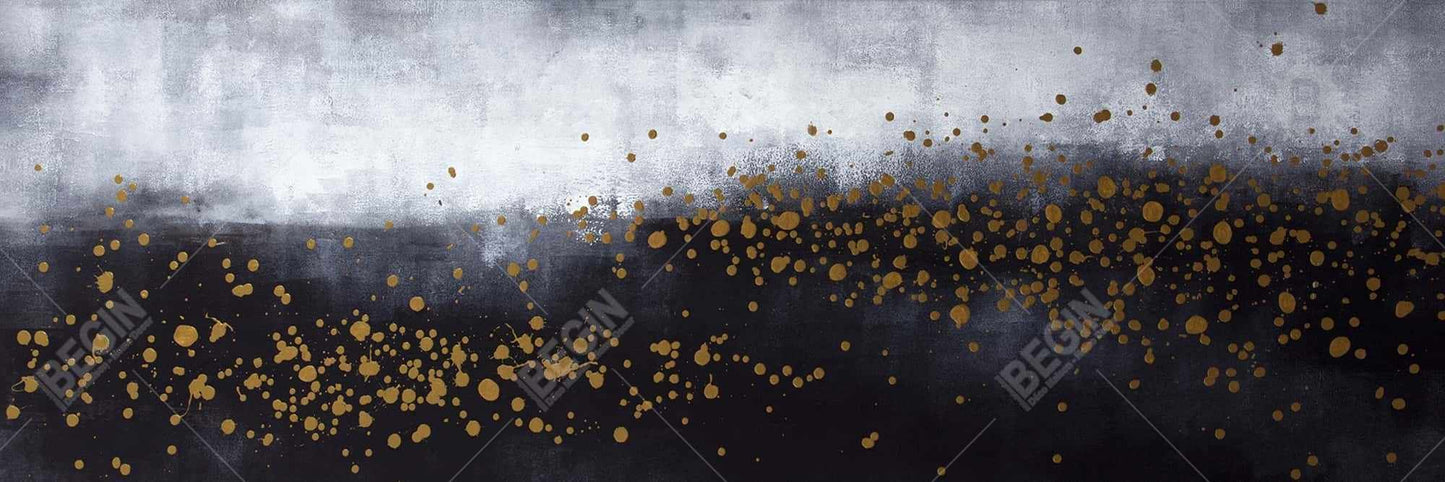 Abstract Gray Bedroom Canvas - Two Shades Gray & Gold Dots Decor