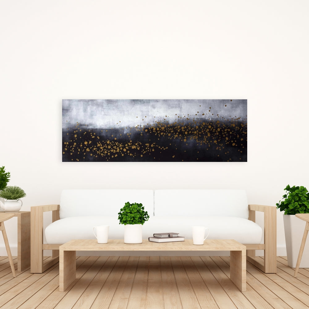 Abstract Gray Bedroom Canvas - Two Shades Gray & Gold Dots Decor