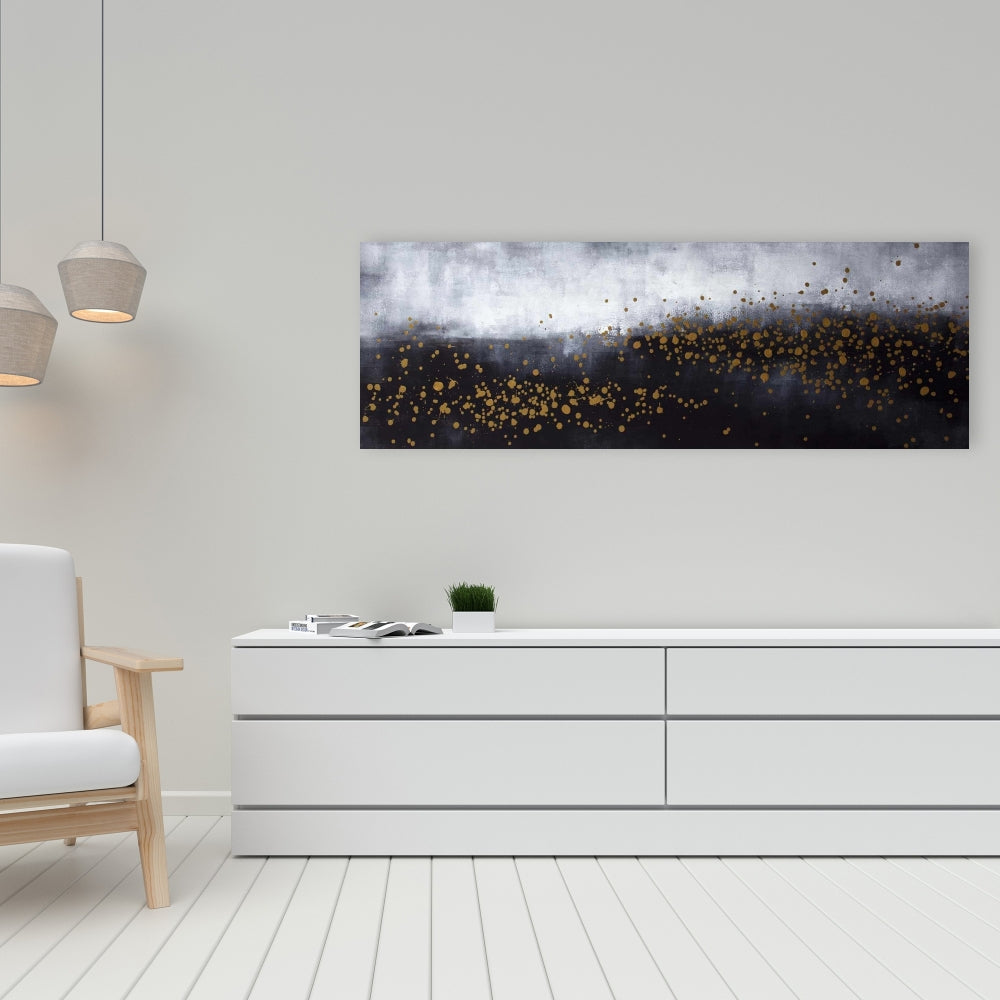 Abstract Gray Bedroom Canvas - Two Shades Gray & Gold Dots Decor