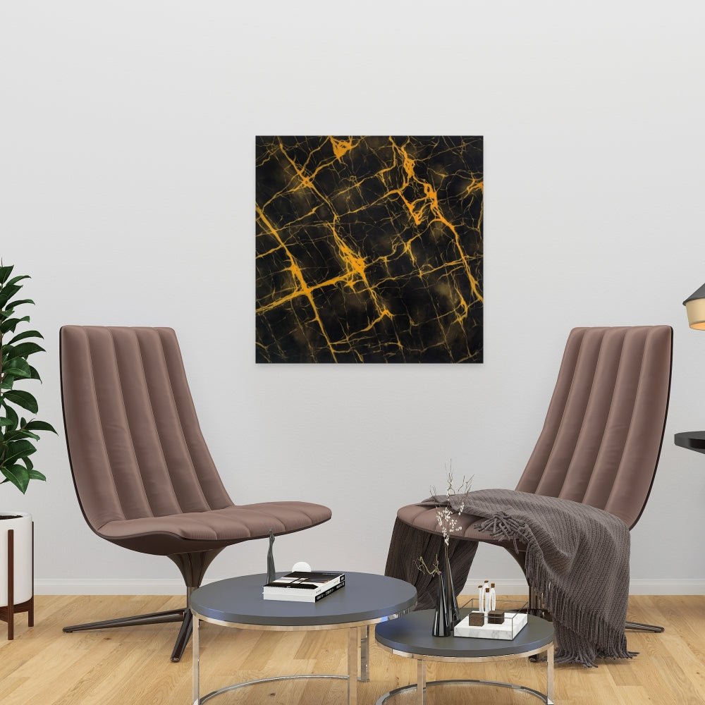 Black and Gold Marble Canvas | Pattern Living Room Decor